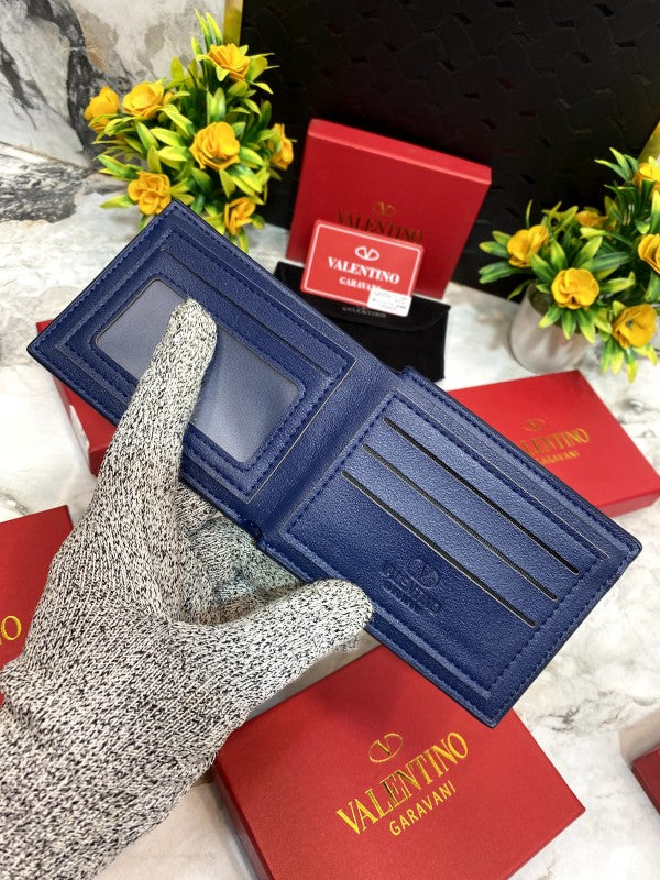 Valentino Garavani Blue Camouflage Leather Wallet with VLogo Signature