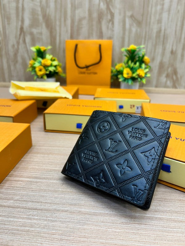 Louis Vuitton Multiple Wallet – Black Monogram Chess Embossed Leather