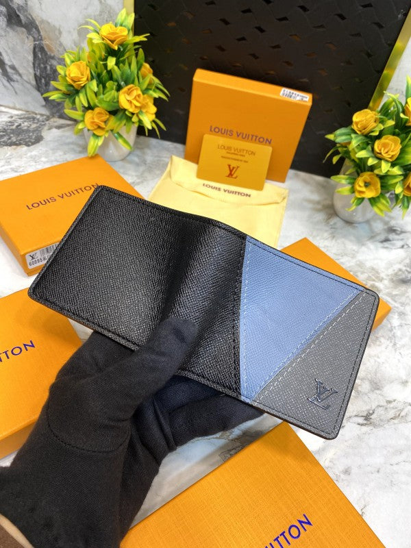 Louis Vuitton Black & Blue Graphite Tri-Tone Bifold Wallet