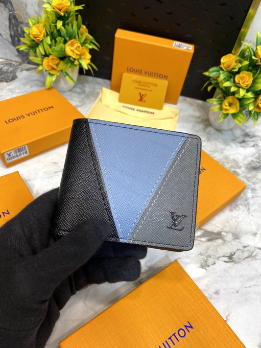 Louis Vuitton Black & Blue Graphite Tri-Tone Bifold Wallet