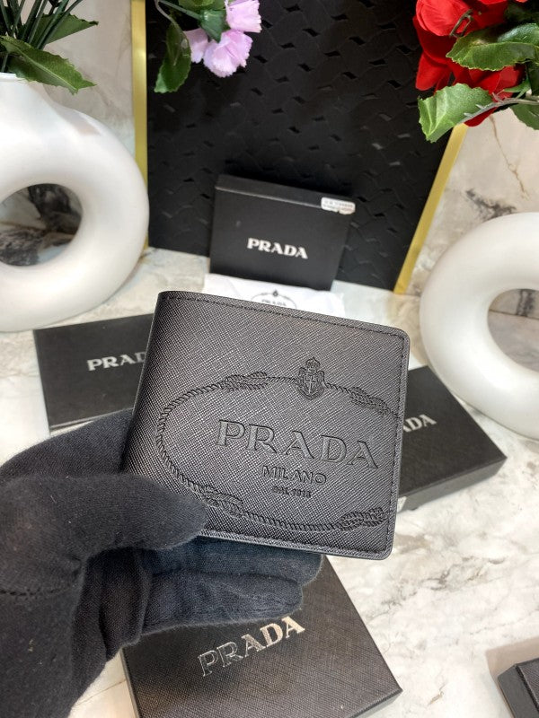 Prada Milano Embossed Logo Saffiano Leather Long Wallet – Black