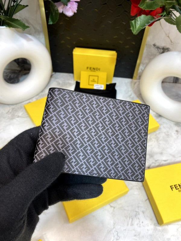 Fendi FF Motif Monogram Long Wallet in Black and Grey