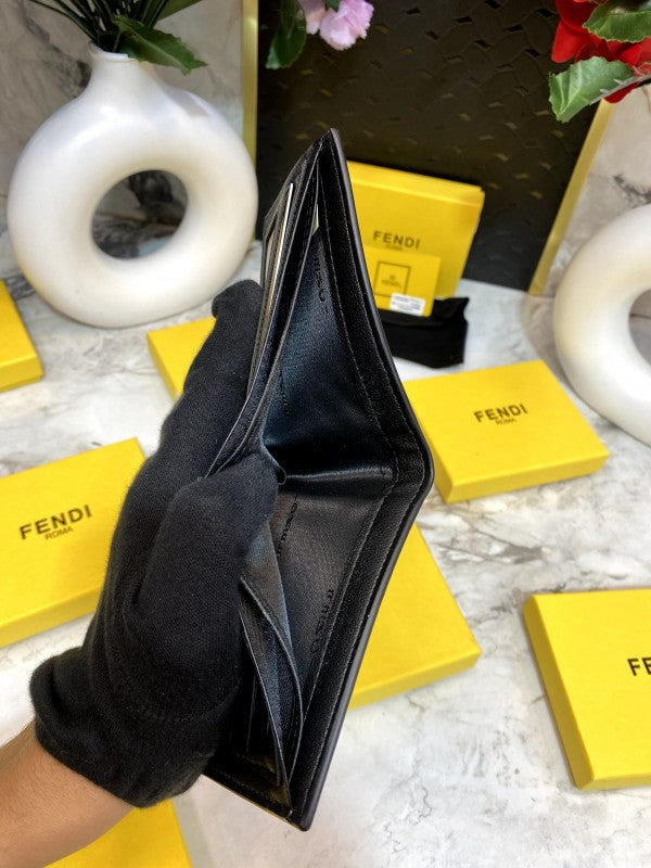 Fendi FF Motif Monogram Long Wallet in Black and Grey