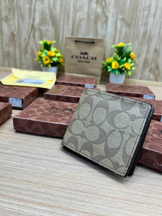 Coach Signature Canvas Bifold Wallet – Khaki Saddle