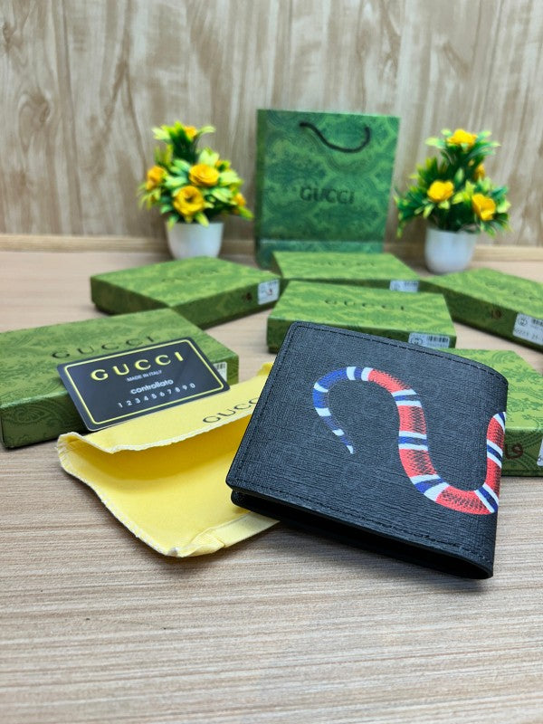 Gucci GG Supreme Snake Print Bifold Wallet