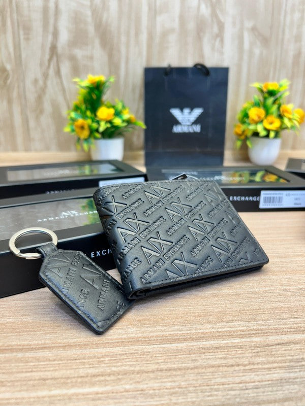 A|X Signature Embossed Bi-Fold Wallet & Keychain Set