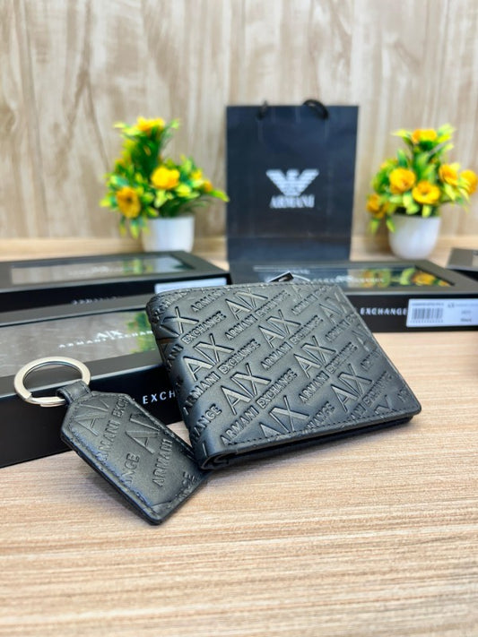 A|X Signature Embossed Bi-Fold Wallet & Keychain Set