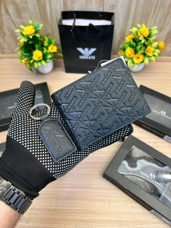 A|X Signature Embossed Bi-Fold Wallet & Keychain Set