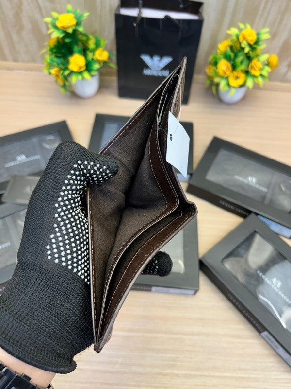 Armani Exchange Embossed Leather Wallet & Keychain Combo